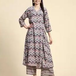 Woemn Chevron Print Kurta & Palazzos Co-Ord Set-image-68
