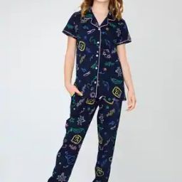 Girls Graphic Shirt And Pyjamas Set-image-60