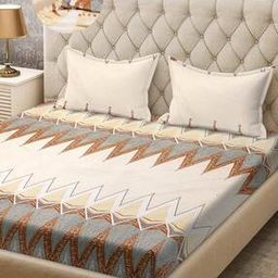 Chevron Print King Size Bedsheet with 2 Pillow Covers-image-95