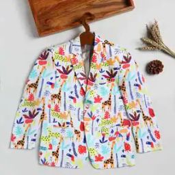 Boys Printed Blazer with Notched Lapel-picture-44