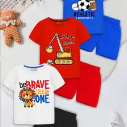 Pack of 3 Graphic Print T-Shirt & Shorts-image-5