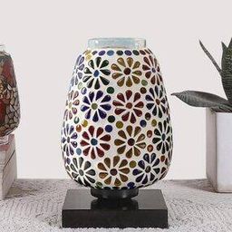 Floral Embossed Glass Table Lamp with Base -image-29