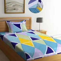 Geometric Print Single Size Fitted Bedsheet with 1 Pillow Cover-picture-25