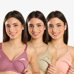 Women Pack of 3 Non-Wired Nursing Bras-image-3