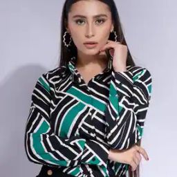 Women Geometric Print Shirt & Shorts Set-picture-18