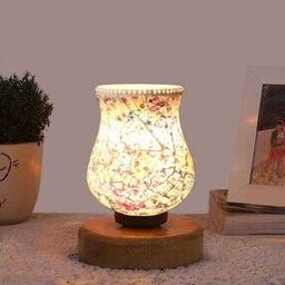 Mosaic Table Lamp with Shade & Wooden Base-image-48