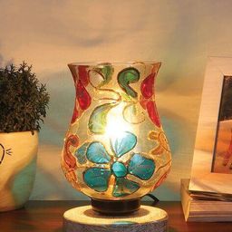 devansh Mosaic Table Lamp with Shade & Wooden Base image 1