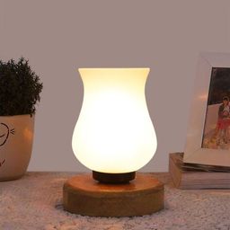 devansh Table Lamp with Shade & Wooden Base image 1