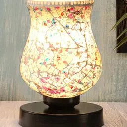  Printed Table Lamp with Shade & Wooden Base-image-2