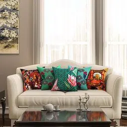 Set of 5 Printed Cushion Covers 16" x 16"-16