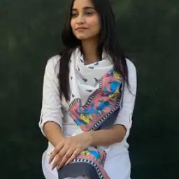 Women Printed Scarf with Contrast Border-image-80