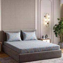 210 TC Floral Print King Size Bedsheet with Pillow Covers-image-42