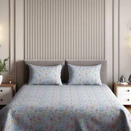 210 TC Floral Print King Size Bedsheet with Pillow Covers-image-76