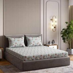 210 TC Floral Print King Size Bedsheet with Pillow Covers-image-77