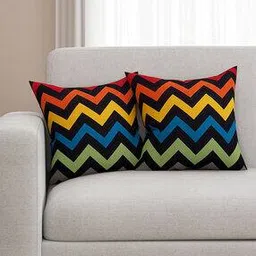Set of 2 Chevron Print Cushion Covers 16" x 16"-18