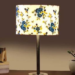 Floral Print Table Lamp with Wooden Base -66