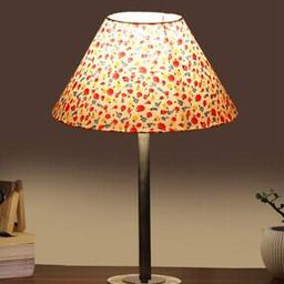 Floral Print Table Lamp with Wooden Base-51
