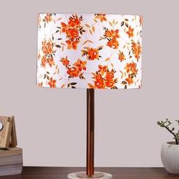 Floral Print Table Lamp with Wooden Base -65