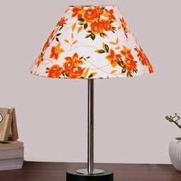Floral Print Table Lamp with Wooden Base-57