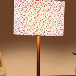 Floral Print Table Lamp with Wooden Base -55