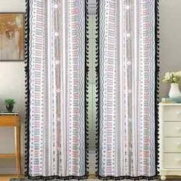 Set of 2 Geometric Print Window Curtains-44