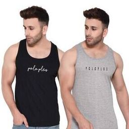 Pack of 2 Typographic Print Sleeveless Vests-image-0