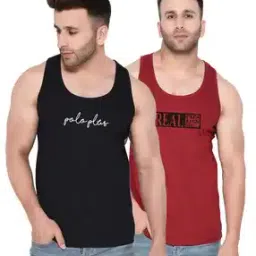 Pack of 2 Typographic Print Sleeveless Vests-picture-2