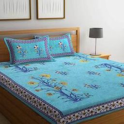 Floral Printed Double Bedsheet With 2 Pillow Covers TC 120-150-image-75
