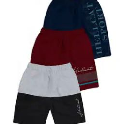 Pack of 3 Typographic Print Flat-Front Shorts-picture-44