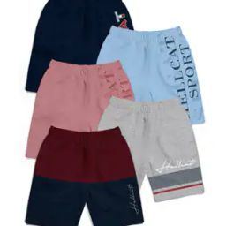 Pack of 5 Typographic Print Flat-Front Shorts-image-35