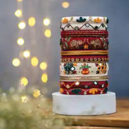Pack of 10 Women Embellished Bangles-7