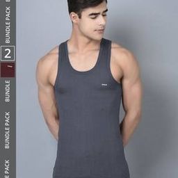 Pack of 2 Men Solid Combed Cotton Shrinkless Vest-image-10