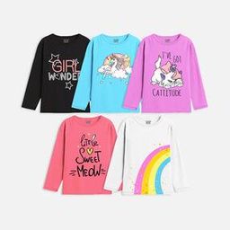 Pack of 5 Printed Round-Neck T-shirts-picture-9