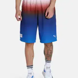 Ombre-Dyed Shorts with Logo Print-image-67