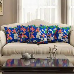 Set of 5 Floral Print Cushion Cover - 16" x 16"-image-80