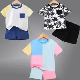 Pack Of 3 Graphic Print T-Shirt & Shorts Set-picture-8