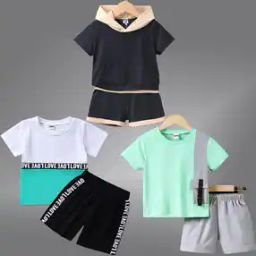 Pack Of 3 Graphic Print T-Shirt & Shorts Set-picture-1