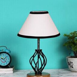Cotton Table Lamp with Wood & Iron Base-image-46