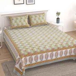Floral Print King-Size Bedsheet with Pillow Covers-11