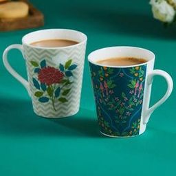 Pack of 2 Printed Bone China Coffee Mugs-5