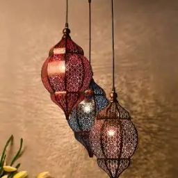 3-Lights Round Cluster Chandelier Ceiling Multicolor Classic Moroccan Orb Hanging Pendant  Light Bulb-picture-37