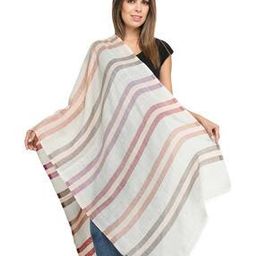 Women Striped Pure Wool Stole with Frayed Hem-image-48