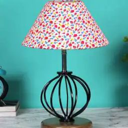 Floral Print Table Lamp with Wood & Iron Base-picture-14