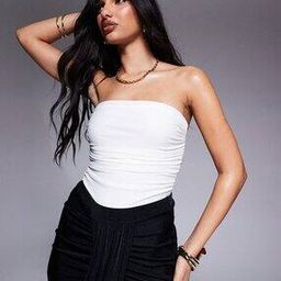 Slinky Ruched Bust Bandeau Bodysuit-17