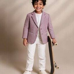 tales & stories Boys Checked Blazer with Welt Pockets-picture-16