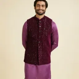manyavar Men Embroidered Regular Fit Nehru Jacket-picture-44