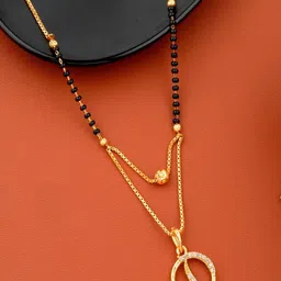 JEWEL WORLD Gold-Plated Stone-Studded & Beaded Mangalsutra-26