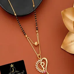JEWEL WORLD Gold-Plated Artificial Stones And Beads-Studded Mangalsutra-27