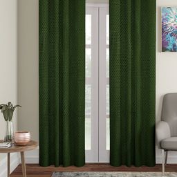 Cortina Green 2 Pieces Textured Door Curtain-36