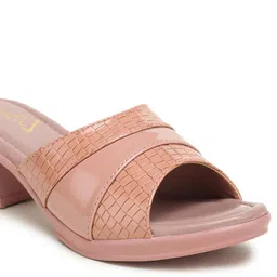 EVERLY Pink Textured Block Heels image 2